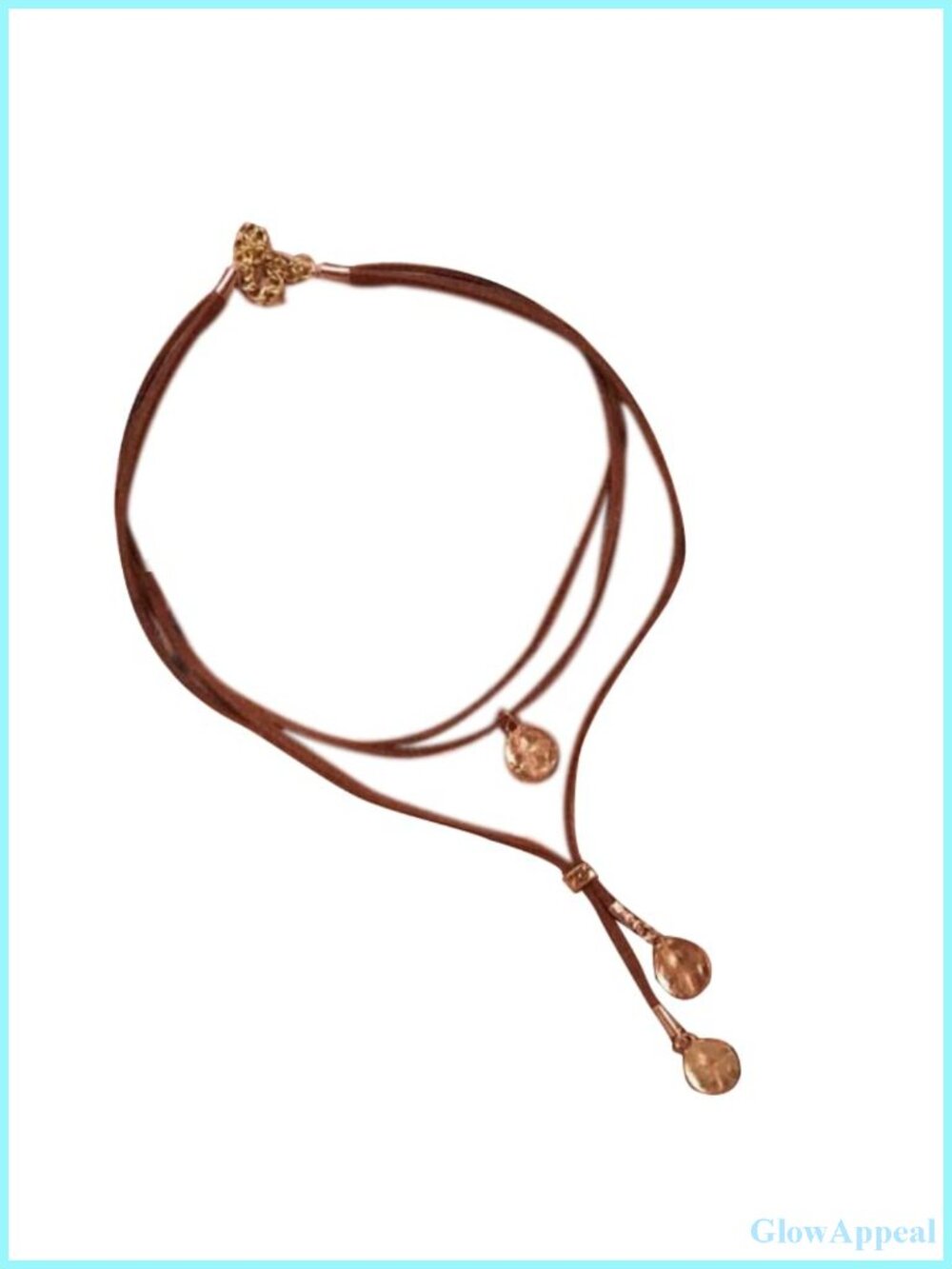 Boho Suede Layered Choker Necklace Feather Pendant Bohemian Jewelry for Women